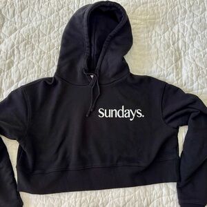 Los Sundays Women's Black M Crop Hoodie Tequila Sweater